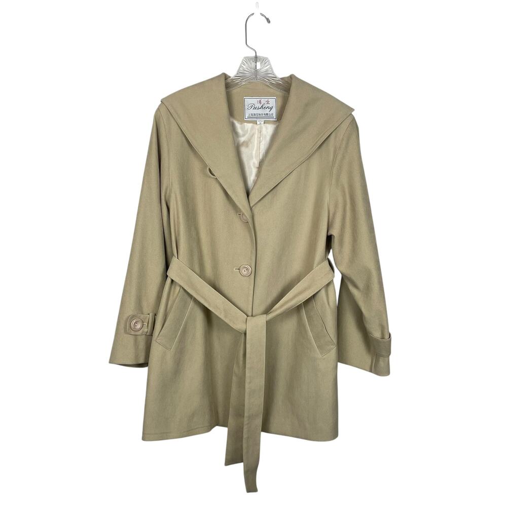 VINTAGE Pusheng 100% Silk Cream Coat-Women's Size Medium